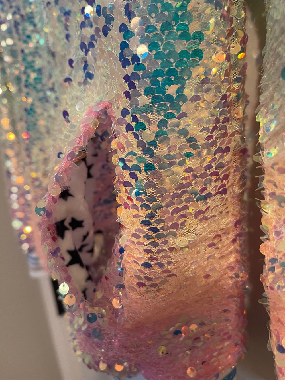 Lola + The Boys Pastel Iridescent Sequin Bomber Jacket - Picture 8 of 9